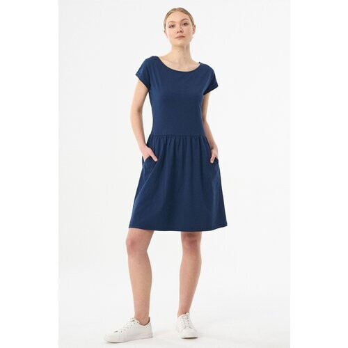 ORGANICATION dames vegan Slub Jersey Jurk Navy Tweedehands