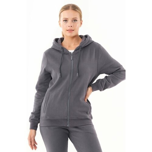 ORGANICATION dames vegan Soft Touch Zipped Hoodie Asphalt Tweedehands