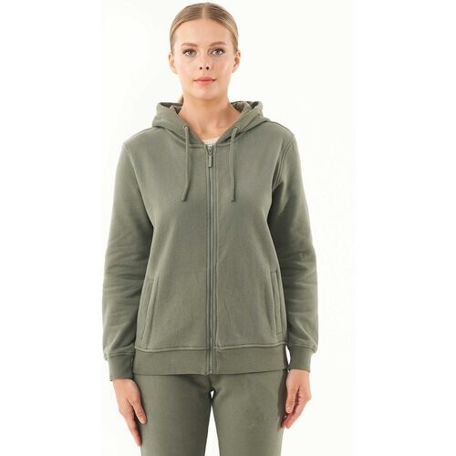 ORGANICATION dames vegan Soft Touch Zipped Hoodie Olive Tweedehands