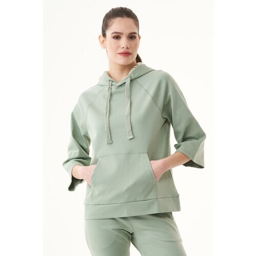 ORGANICATION dames vegan Sweathoodie Stoffig Olijfgroen Tweedehands