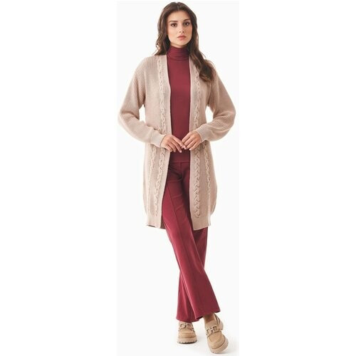ORGANICATION dames vegan Vest Long Cardigan Beige Tweedehands