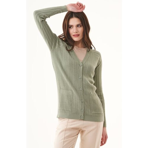 ORGANICATION dames vegan Vest Met Knopen Olijfgroen Tweedehands