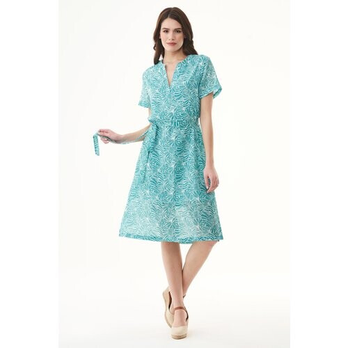 ORGANICATION dames vegan Voile Jurk Bloem Smaragdblauw Tweedehands