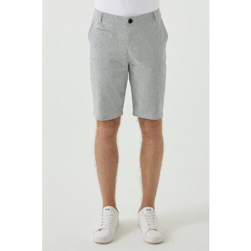 ORGANICATION mannen vegan Chino Shorts Bio-Katoen Wit Gestreept Tweedehands
