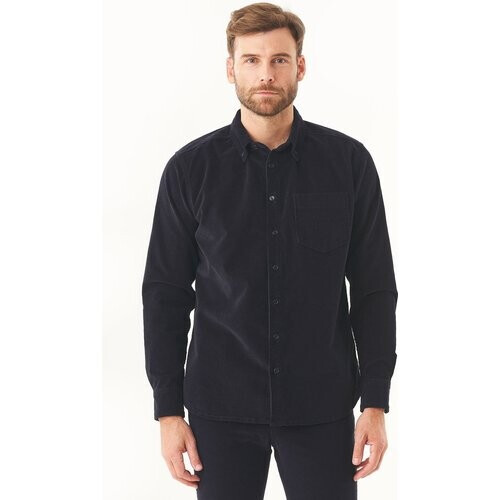 ORGANICATION mannen vegan Corduroy Overhemd Dark Navy Tweedehands