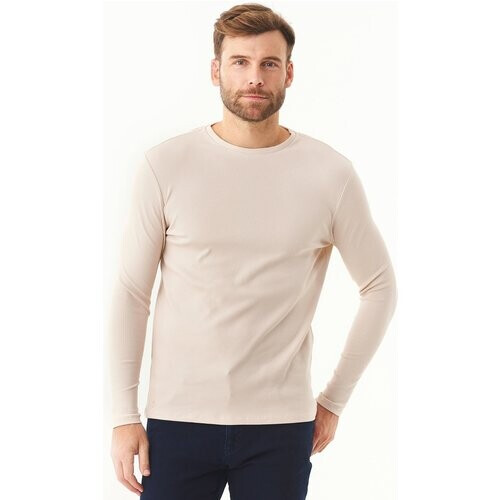 ORGANICATION mannen vegan Geribbeld Lange Mouwen Shirt Stone Tweedehands