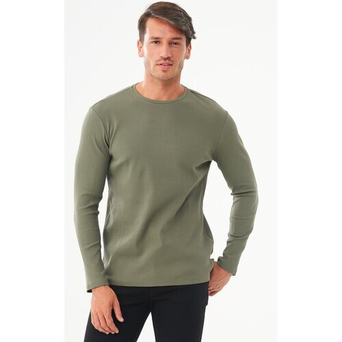 ORGANICATION mannen vegan Geribbelde Top Kaki Groen Tweedehands
