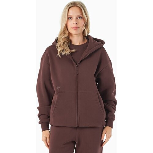ORGANICATION mannen vegan Hoodie Met Rits Jenna Bitter Chocolate Tweedehands