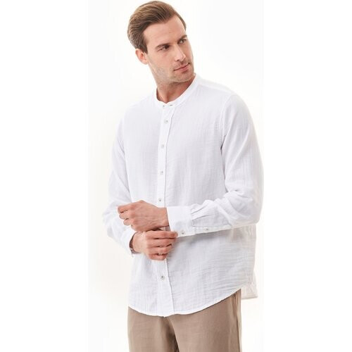 ORGANICATION mannen vegan Overhemd Wit Tweedehands