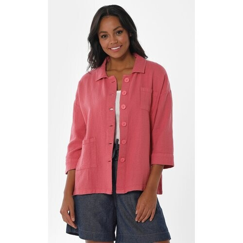 ORGANICATION mannen vegan Overhemdblouse Roze Tweedehands