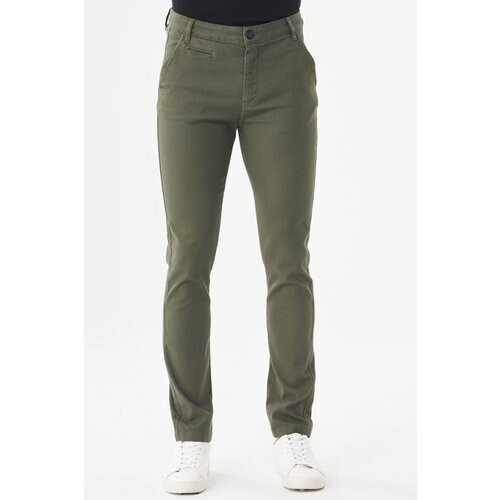 ORGANICATION mannen vegan Slim Chino Broek Kaki Tweedehands