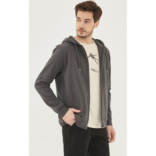 ORGANICATION mannen vegan Sweatjack Donkergrijs Tweedehands