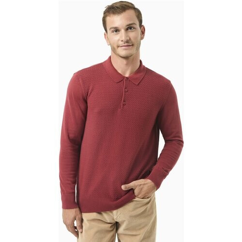 ORGANICATION mannen vegan Trui Poloshirtkraag Donkerrood Tweedehands