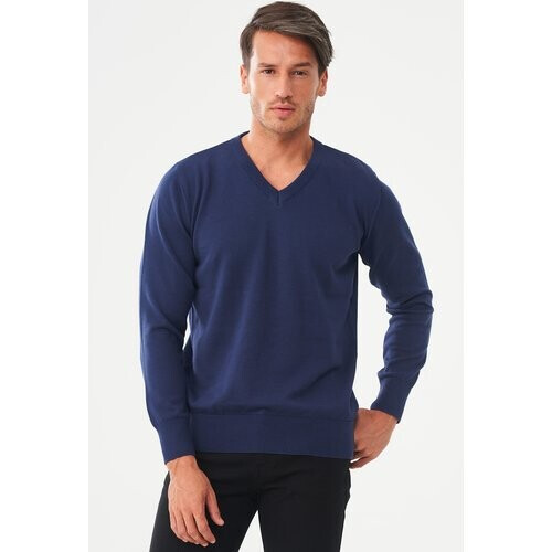 ORGANICATION mannen vegan Trui V-Hals Blauw Tweedehands