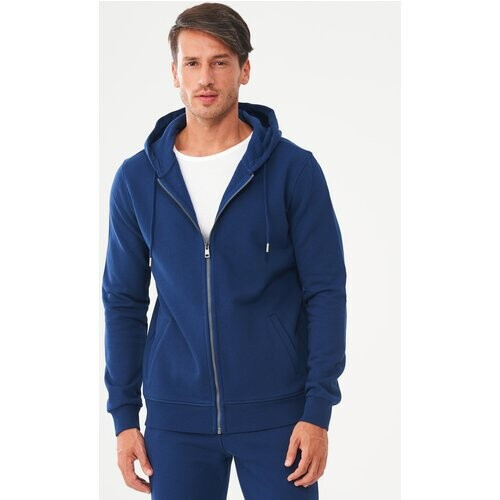 ORGANICATION mannen vegan Zip-Up Hoodie Biologisch Katoen Navy Tweedehands