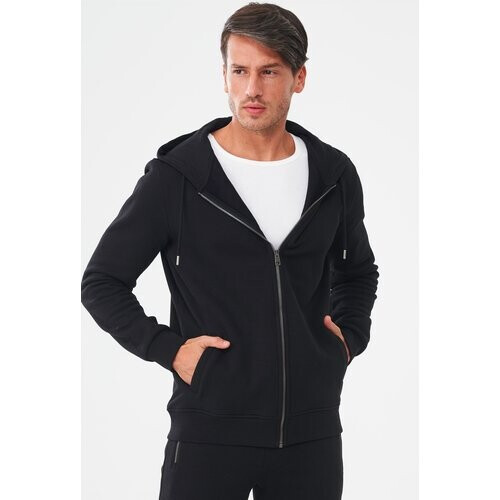 ORGANICATION mannen vegan Zip-Up Hoodie Biologisch Katoen Zwart Tweedehands