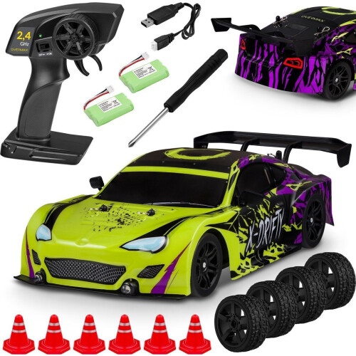 Overmax X-Drifty - R/C Auto 1:16 - 4WD - 20 km/u - 40 Min Speeltijd - LED-lampen - 2 Set Wielen - Drift&Race Tweedehands