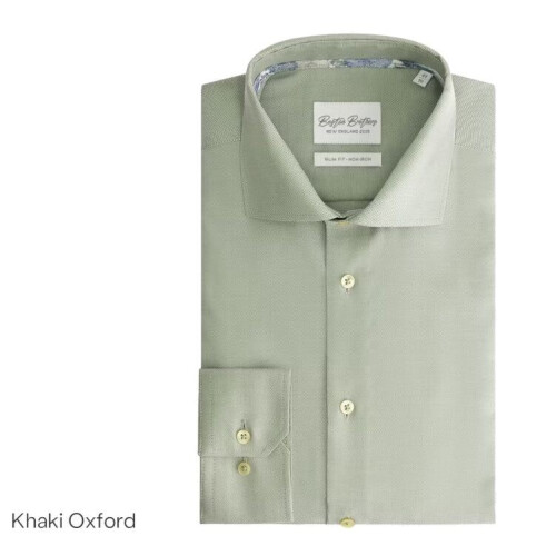 Oxford BBO34F110-2082-4134 Shirt LS Wide Spread Boston Brothers - Khaki - Maat 42