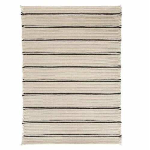 OYOY LIVING Putki - Vloerkleed - 100% Wol - Offwhite/Zwart 200 x 146 cm Tweedehands