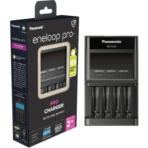 Panasonic Eneloop Pro BQ-CC65E - Snelle Charger - LCD Display - zwart