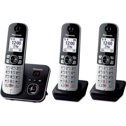 Panasonic KX-TG6863 - DECT telefoon met antwoordapparaat - 3 handsets - Zwart (3 stuks) Tweedehands