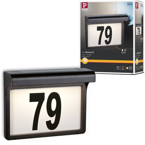 Paulmann Dayton II - Solar LED-huisnummerverlichting - IP44 3000K 2lm - Zwart