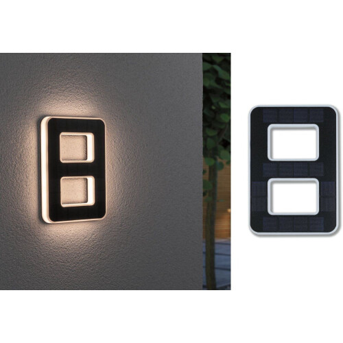 Paulmann - Solar LED-huisnummerverlichting - Nummer 8 IP44 3000K 6lm - Zwart