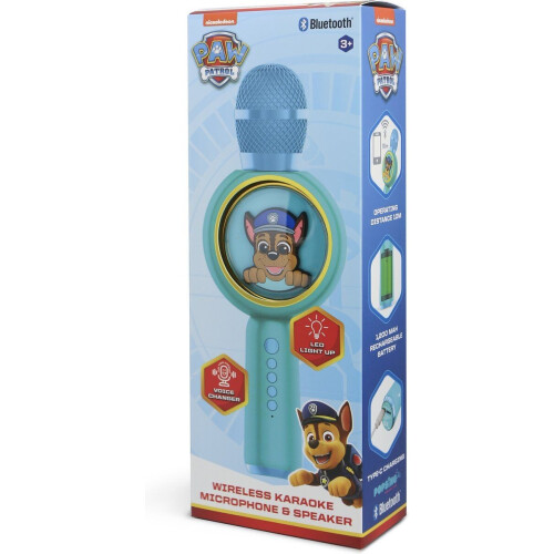 Paw Patrol Chase - PopSing karaoke microfoon - draadloos - LED verlichting - stemvervorming