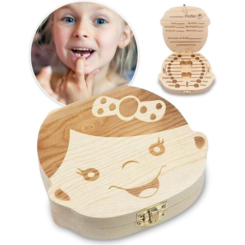 PEACE Tandendoosje Meisjes - Houten Bewaardoosje Melktanden - Haarlokdoosje - Bruin