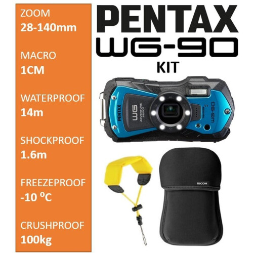 Pentax WG-90 - Compactcamera - Waterdicht tot 14m - Blauw - Tweede (buitenkans)