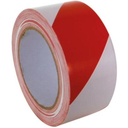 Perel Signalisatietape, voor waarschuwings- en markeringstoepassingen, zelfklevend, op rol, rood/wit, 5 cm x 33 m