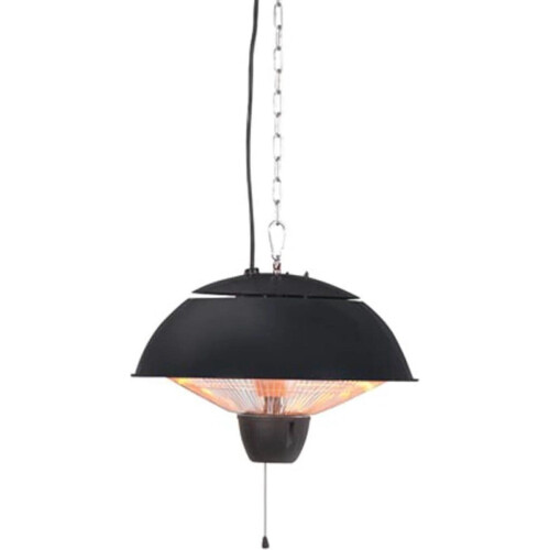 Perel Terrasverwarmer, 1500 W, halogeen, plafondmontage, met trekschakelaar, ketting, 1 warmteniveau, plensdicht, metaal, zwart