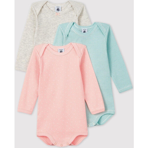 Petit Bateau Rompertje - Meisjes - Lange mouwen - Multico (3 stuks) Tweedehands