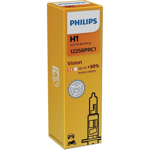 Philips 12258PRC1 - H1 Halogeen Dimlicht - 30% meer licht - Wit