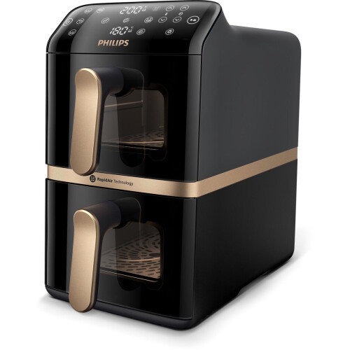 Philips 4000 series - Gestapelde Airfryer - 10 liter 2 manden - Zwart Tweedehands