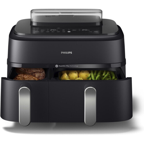 Philips 5000 Series NA551/00 - Dual Basket Airfryer - Stoomfunctie - 9L - Tot 6 Personen Tweedehands
