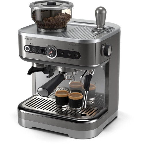 Philips Barista Brew PSA3228/01 - Semi-automatische espressomachine - Dubbel bonenreservoir 280 g - Zilver