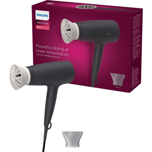 Philips BHD302/10 - Föhn - 1600 W - ThermoProtect-hulpstuk - Zwart
