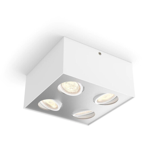 Philips Box opbouwspot - 4-lichts - WarmGlow dimbaar licht - wit Tweedehands