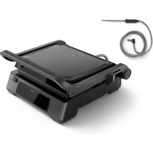 Philips Contactgrill HD6307/70 - 2200W - Digitaal Display - Voedselthermometer - Timerfunctie - Uitneembare Platen - RVS - Zwart Tweedehands