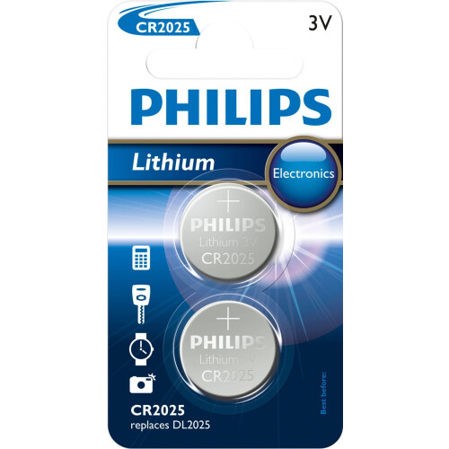 Philips CR2025 - Knoopcelbatterijen - 150 mAh 3V - (2 stuks) Tweedehands
