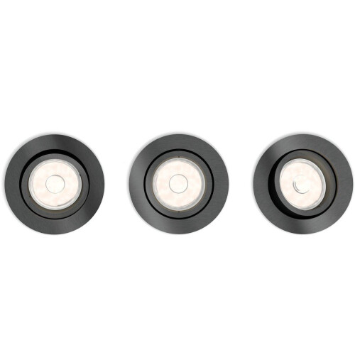 Philips Donegal - Inbouwspot - 3-lichts - Grijs - Rond (3 stuks)