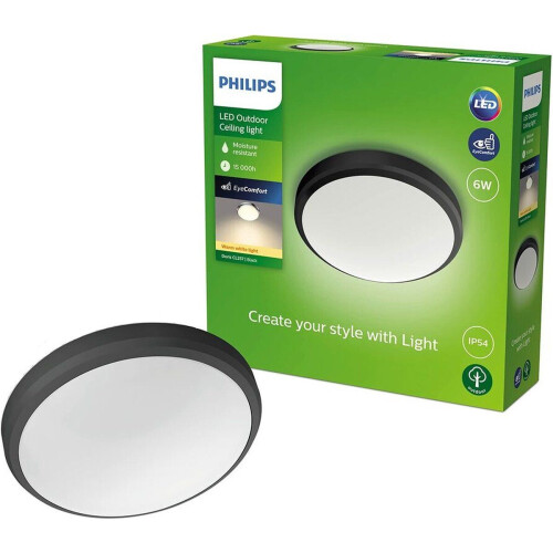 Philips Doris Ceiling - Zwart - IP54 Tweedehands