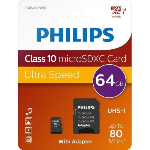 Philips FM64MP45B - Micro SDXC - 64 GB - Ultra speed - Class 10