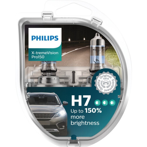 Philips H7 - Reservelampen - X-tremeVision Pro 150% helderder licht - Zilver (2 stuks)