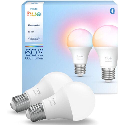 Philips Hue Essential - Slimme lamp E27 - 806 lumen - Multi-color (2 stuks) Tweedehands
