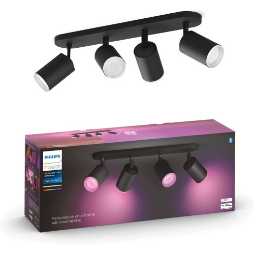 Philips Hue Fugato - Opbouwspot - 4x GU10 LED - 16 miljoen kleuren - Zwart