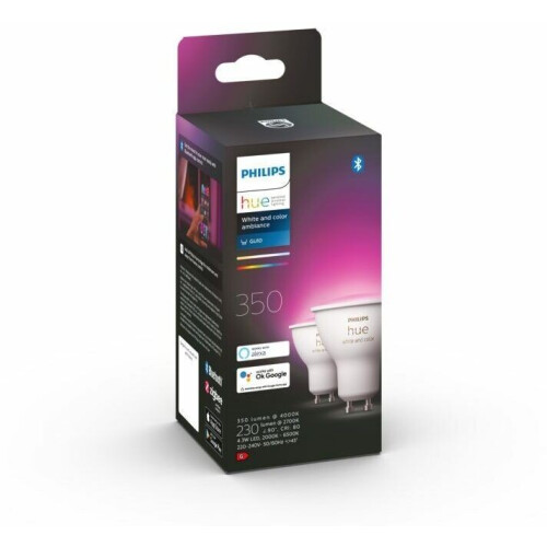 Philips Hue White en Color Ambiance GU10 4.3W - Slimme LED-spots - 16 miljoen kleuren (2-pack)