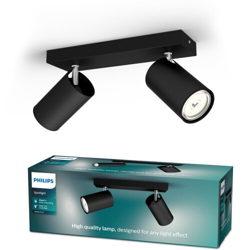 Philips Kosipo - opbouwspot - 2-lichts draaibaar - zwart Tweedehands