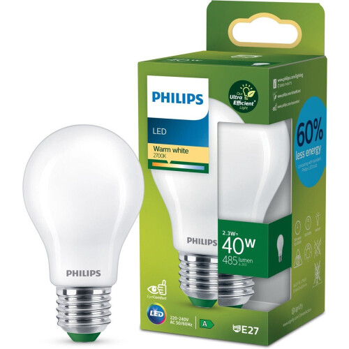 Philips LED - Ultra Efficient - 40 W - E27 - Warmwit licht - Mat Tweedehands